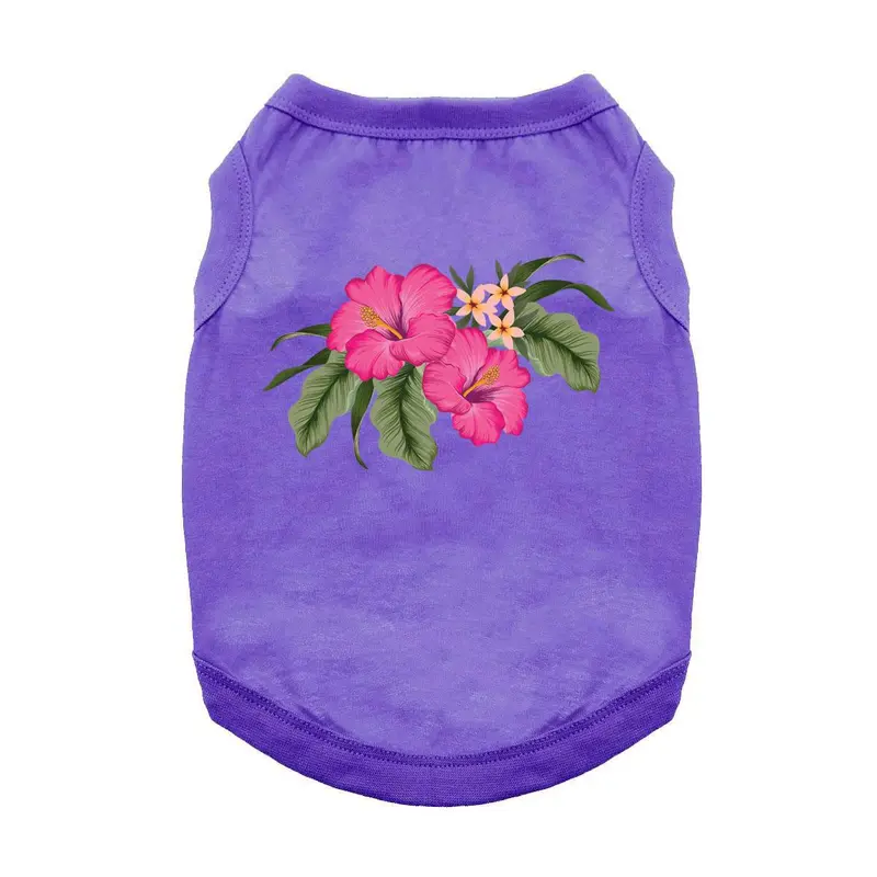 Hawaiian Hibiscus Dog Shirt - Purple