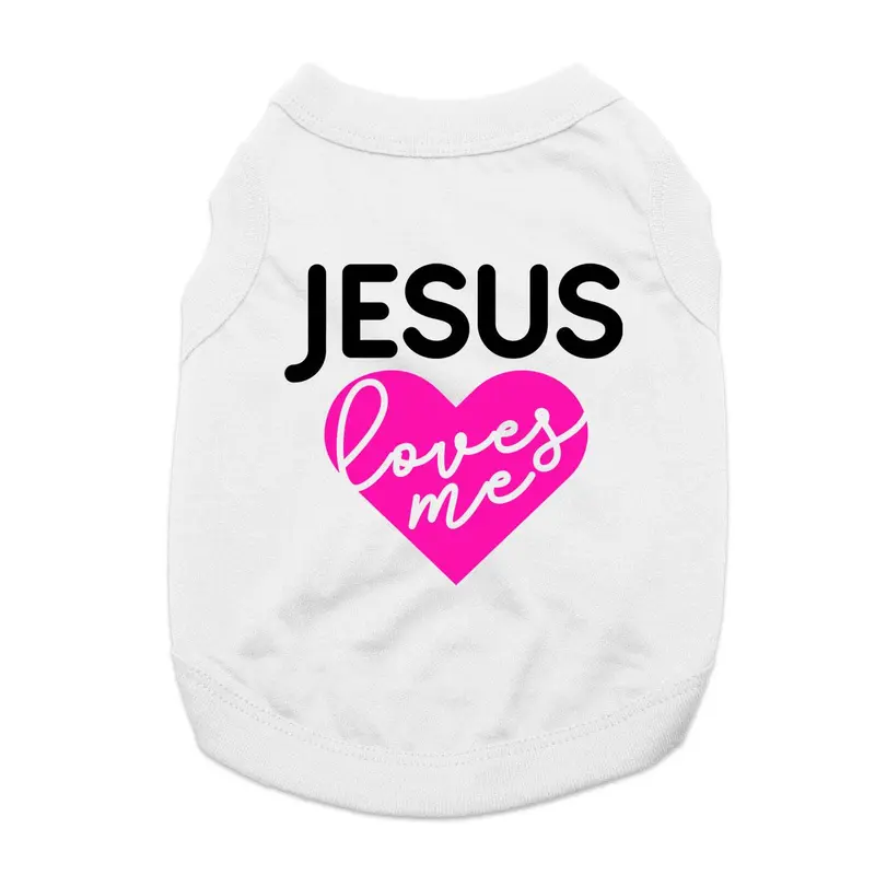Jesus Loves Me Dog Shirt - White