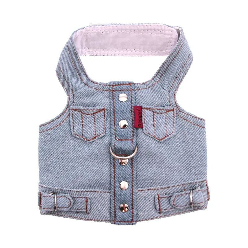 Doggles Blue Jean Jacket Denim Vest Dog Harness