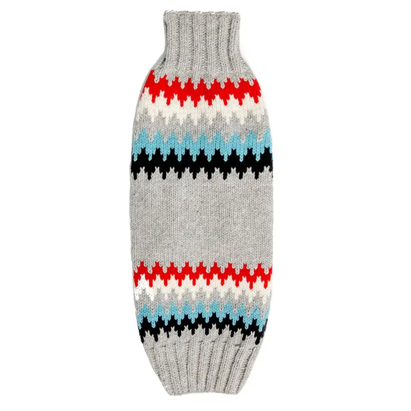 Chilly Dog Handmade Chevron Wool Dog Sweater - Gray
