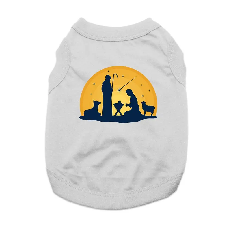 Nativity Scene Dog Shirt - Gray