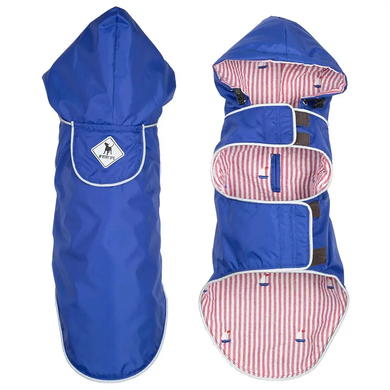 Worthy Dog Seattle Slicker Dog Raincoat - Blue/Sailboat