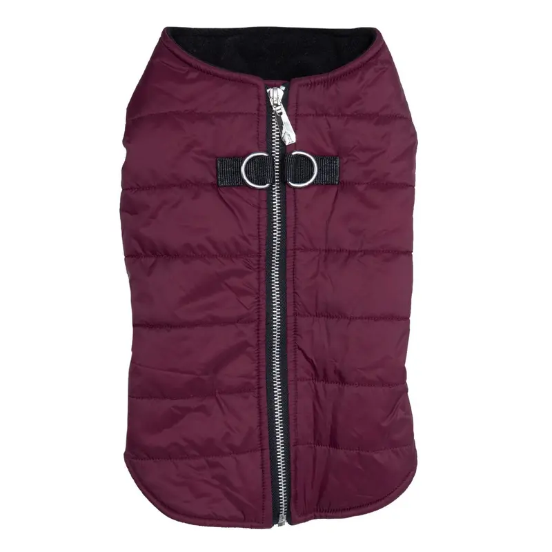 Doggie Design Zip-up Dog Puffer Vest - Burgundy