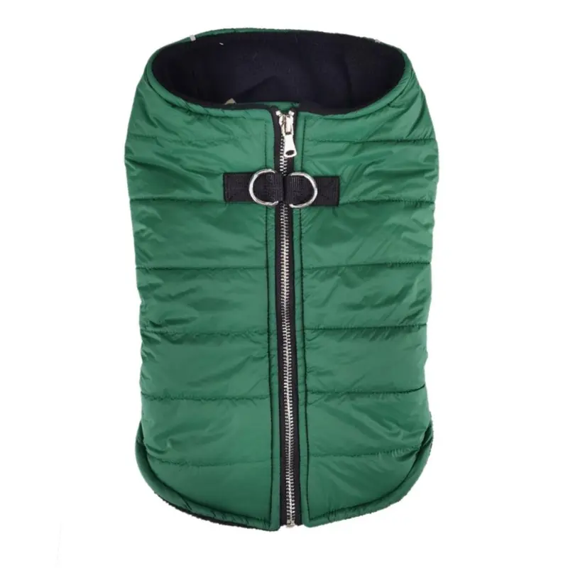 Doggie Design Zip-up Dog Puffer Vest - Dark Green