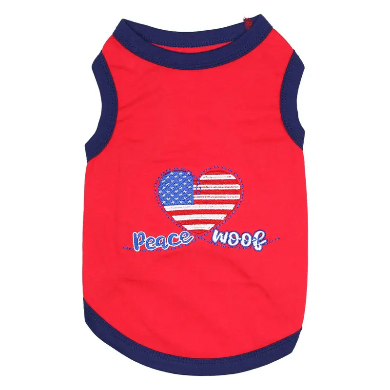 Parisian Pet Peace, Love, Woof Dog Tank - Red