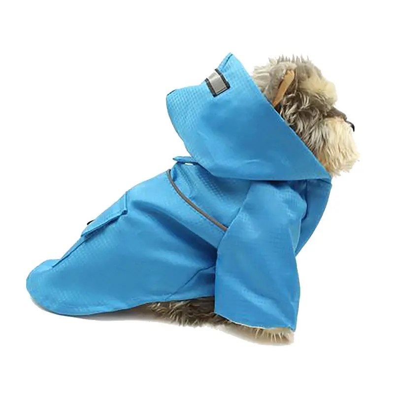 Pawpatu Hooded Reflective Dog Raincoat - Blue