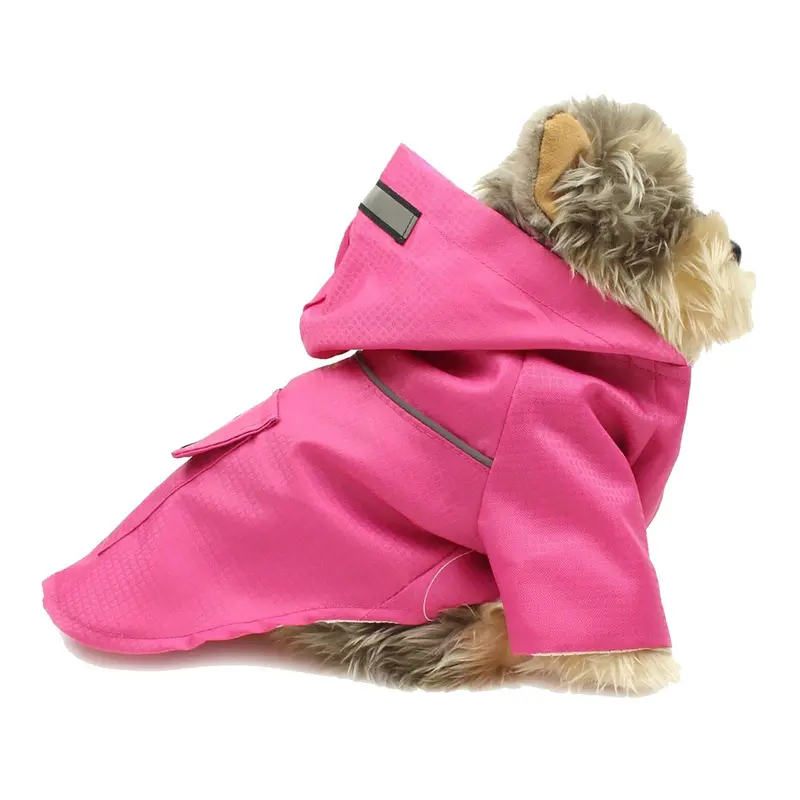 Pawpatu Hooded Reflective Dog Raincoat - Hot Pink