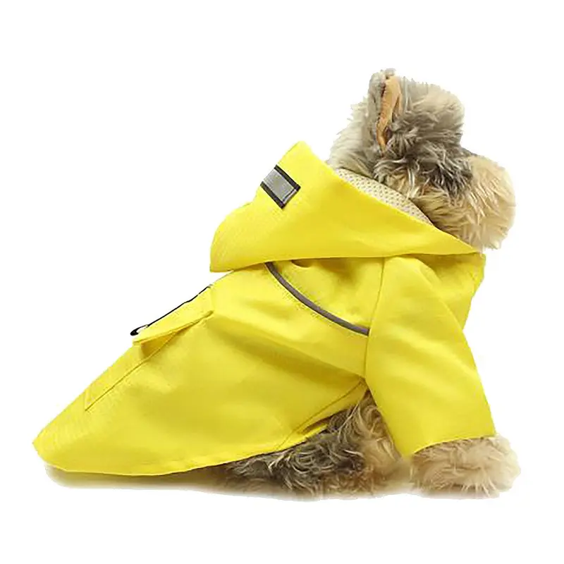 Pawpatu Hooded Reflective Dog Raincoat - Yellow