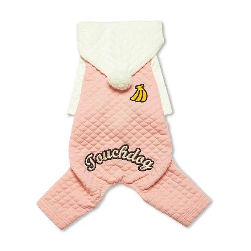 Pet Life Touchdog Designer Quilted Full-Body Hooded Dog Sweater - Pink