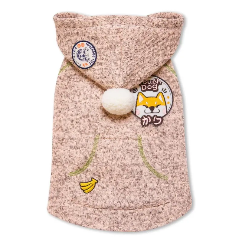 Pet Life Touchdog Hippie Sleeveless Pompom Dog Hoodie - Light Pink