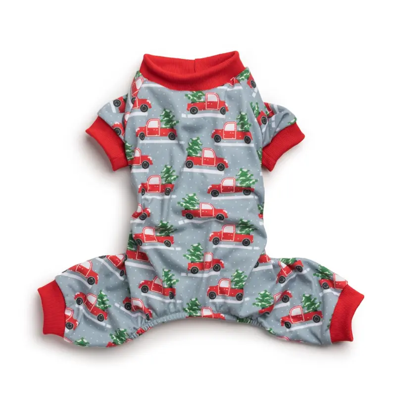 fabdog Printed Onesie Dog Pajamas - Xmas Truck