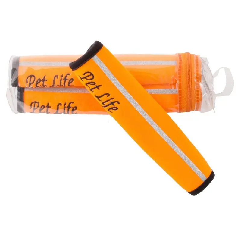Pet Life Extreme-Neoprene Joint Protective Safety Recovery and Reflective Pet Dog Sleeves - Set of 4 - Orange