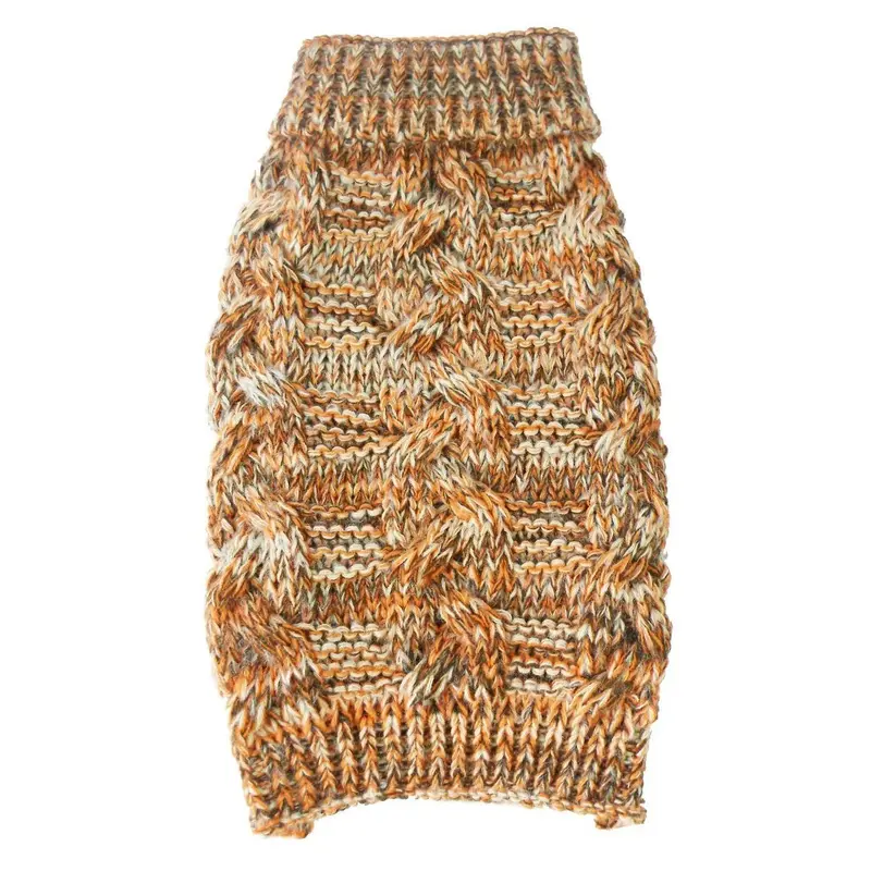Pet Life Royal Bark Dog Sweater - Light Brown, Tangerine and Gray