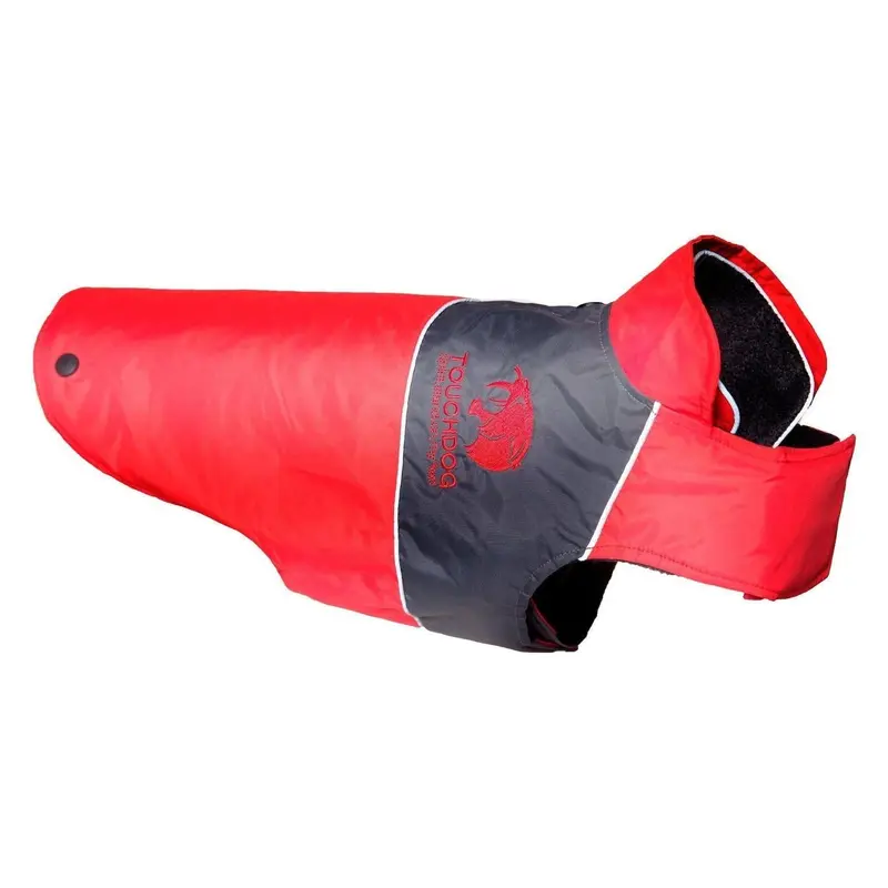 Pet Life Touchdog Lightening-Shield 2-in-1 Waterproof Dog Jacket - Red/ Charcoal Black