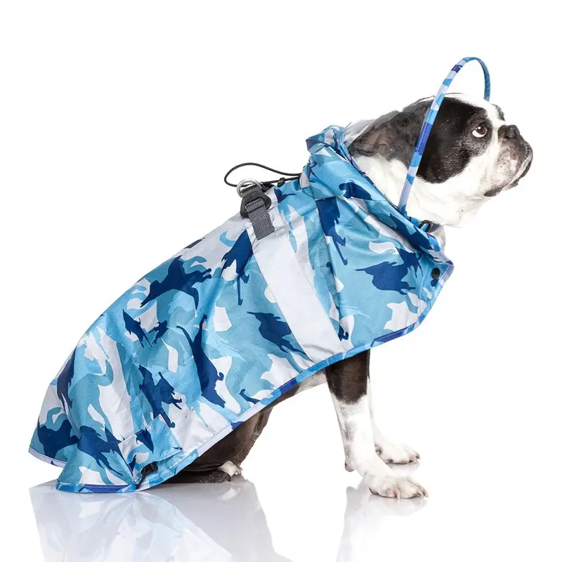 Gooby Step-In V2 Dog Raincoat - Blue Camo