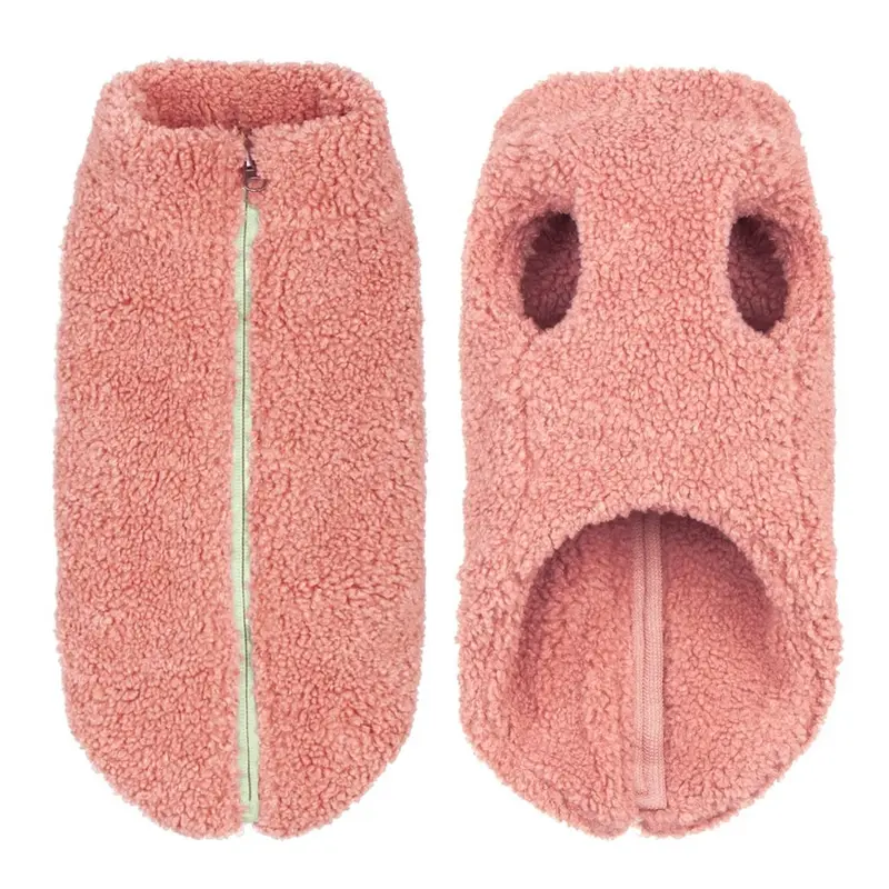 Gooby Zip Up Sherpa Fleece Dog Vest - Mauve Pink