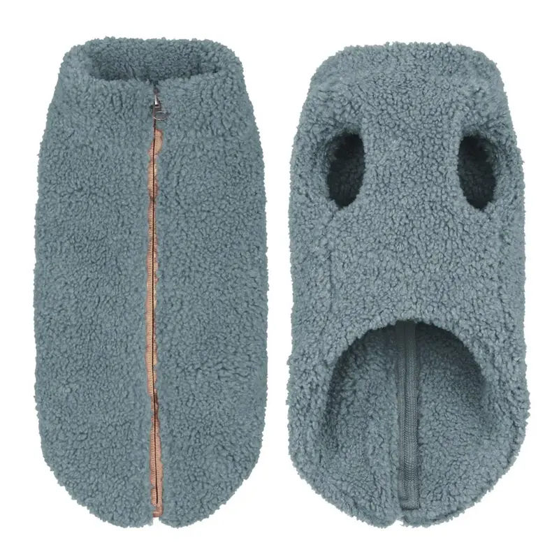 Gooby Zip Up Sherpa Fleece Dog Vest - Stone Blue