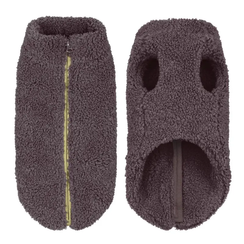 Gooby Zip Up Sherpa Fleece Dog Vest - Warm Gray