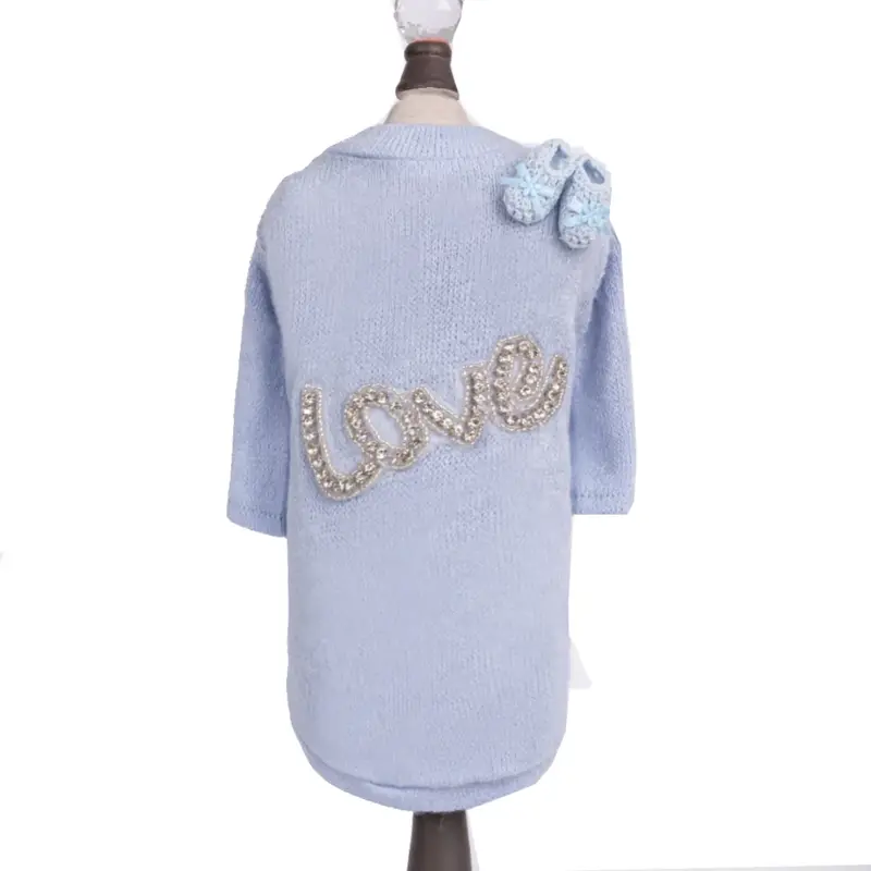 Hello Doggie Baby Love Dog Sweater - Baby Blue