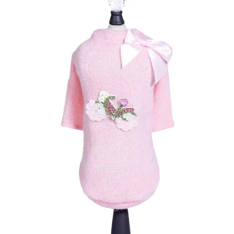 Hello Doggie Bicycle Dog Sweater - Pink