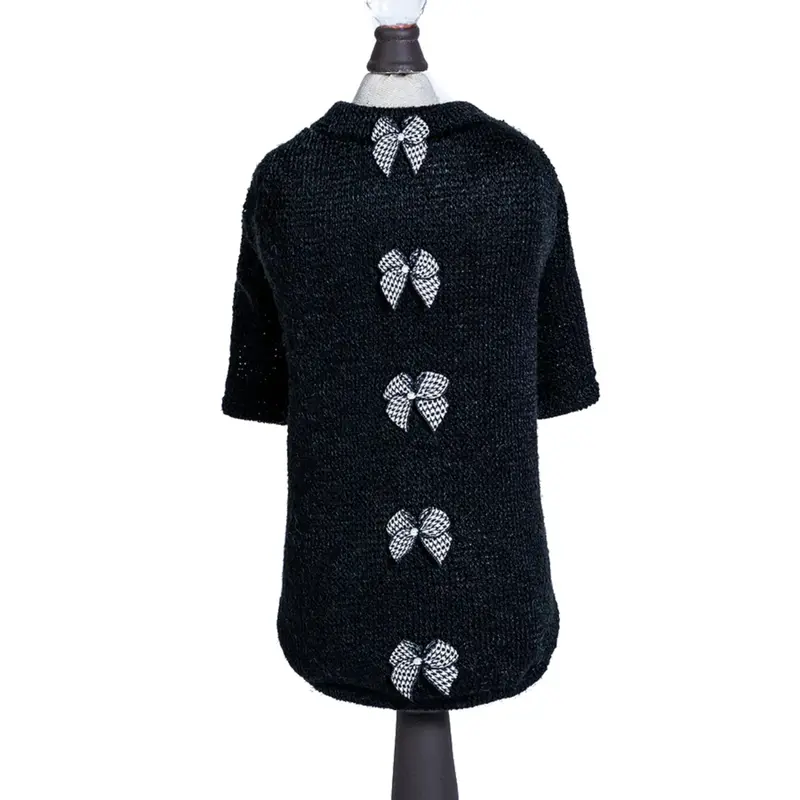 Hello Doggie Houndstooth Dog Sweater - Black