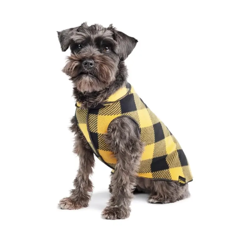 Gold Paw Fleece Dog Jacket - Gold Buffalo Check