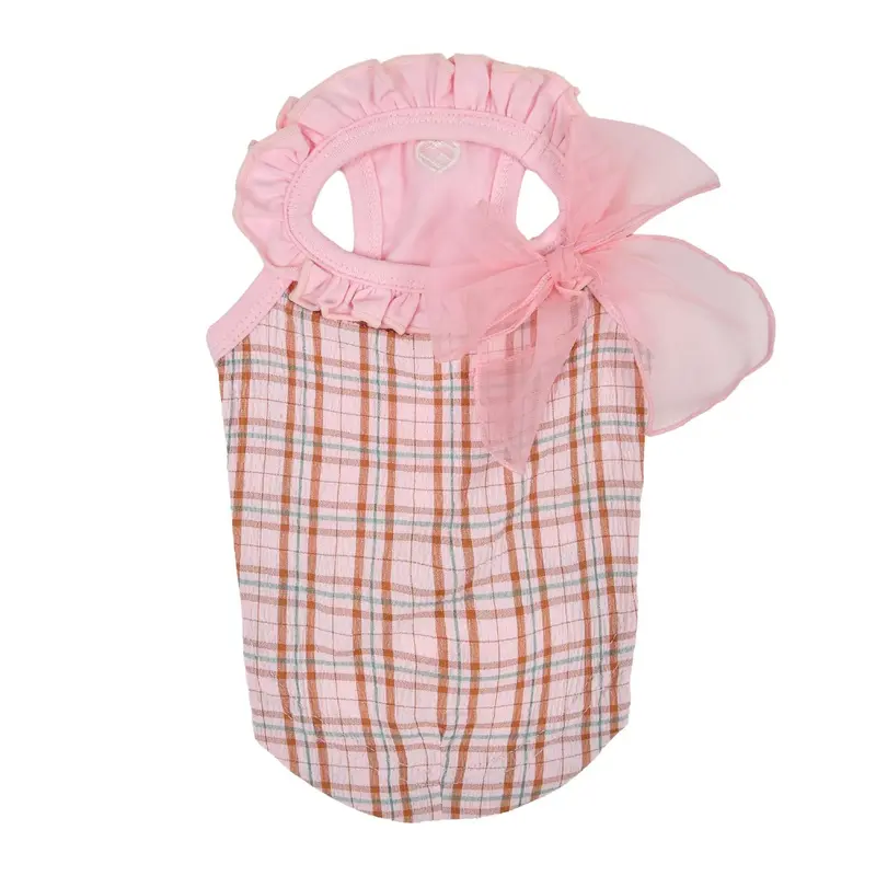 Pinkaholic Eulalia Checkered Dog Tank Top - Indian Pink