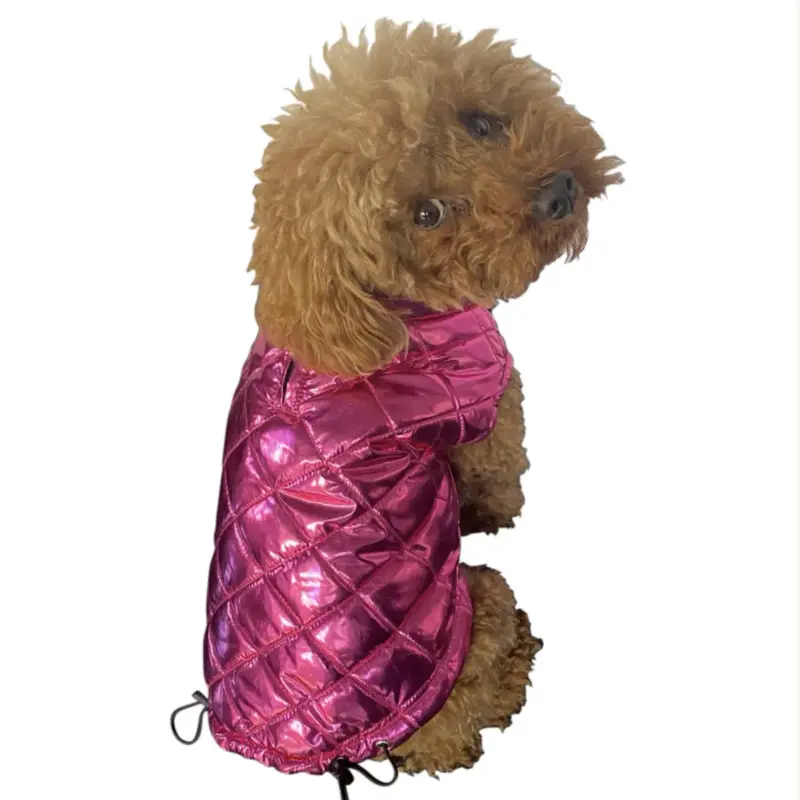 The Dog Squad Mercedes Metallic Dog Coat - Raspberry
