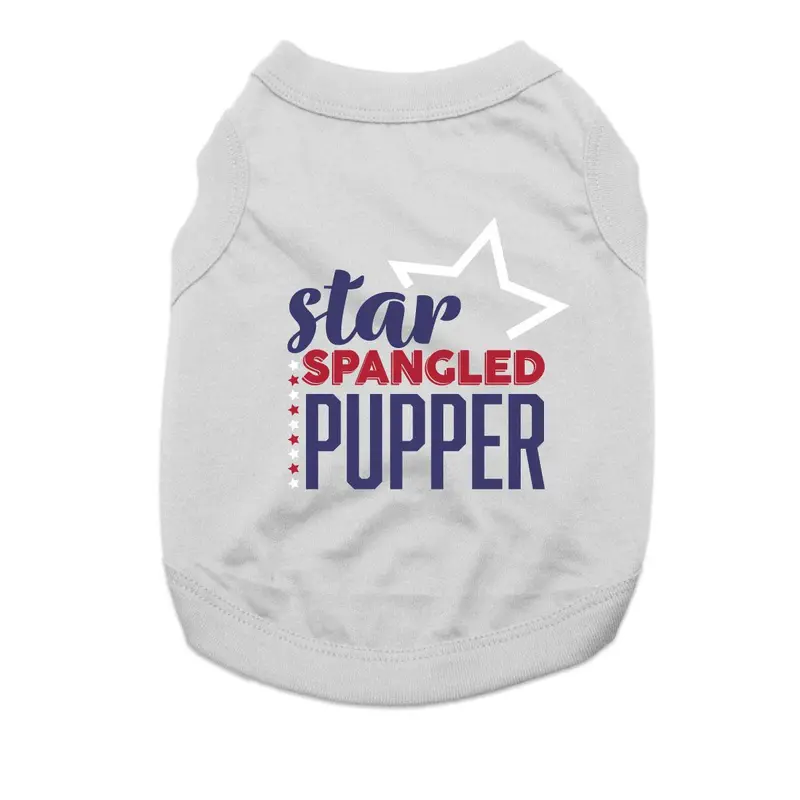 Star Spangled Pupper Dog Shirt - Gray