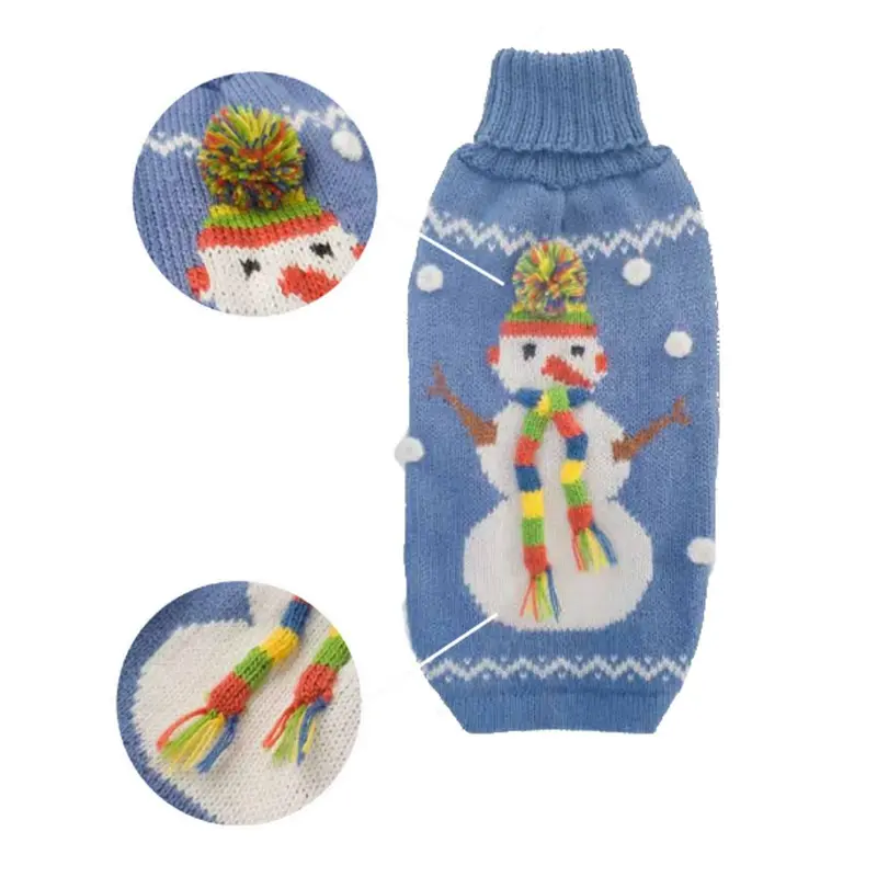 Alqo Wasi Snowman Alpaca Dog Sweater - Light Blue