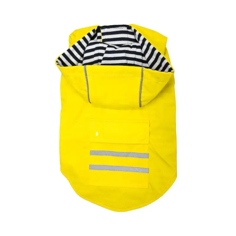Doggie Design Slicker Dog Raincoat with Striped Lining - Yellow