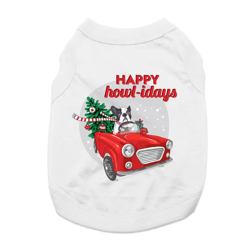 Happy Howl-idays Christmas Tree Haul Dog Shirt - White