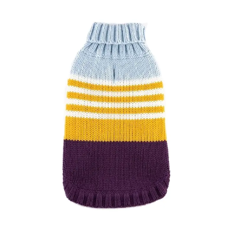 Hip Doggie Colorblock Dog Sweater - Blue/Gold/Purple