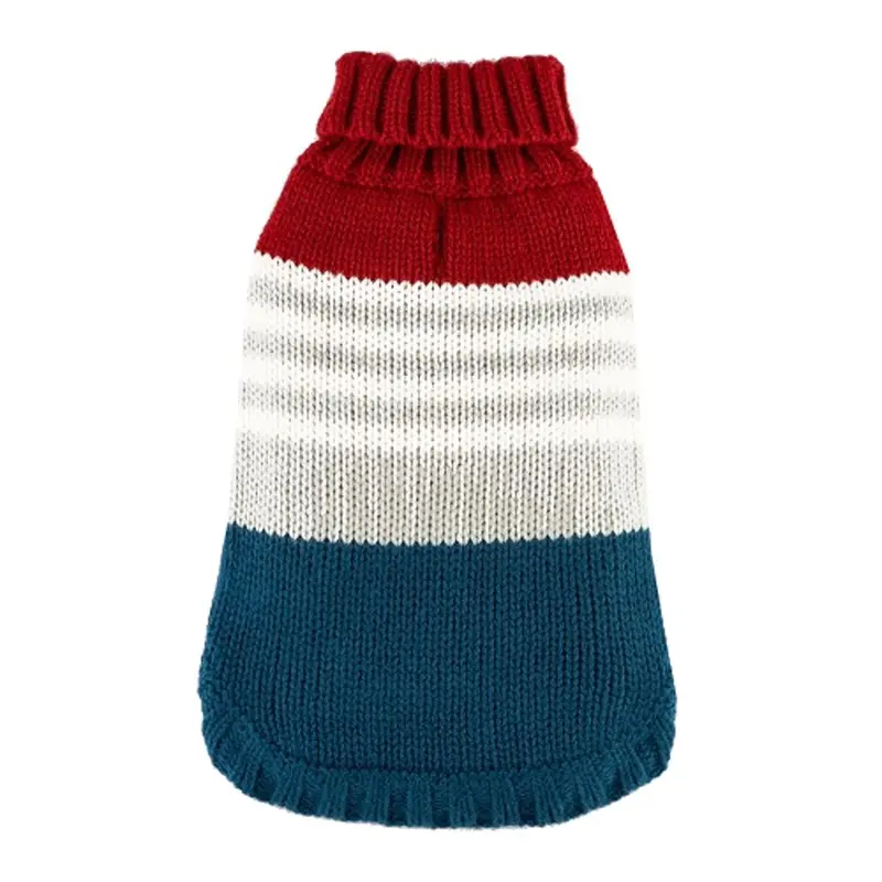 Hip Doggie Colorblock Dog Sweater - Red/Gray/Blue