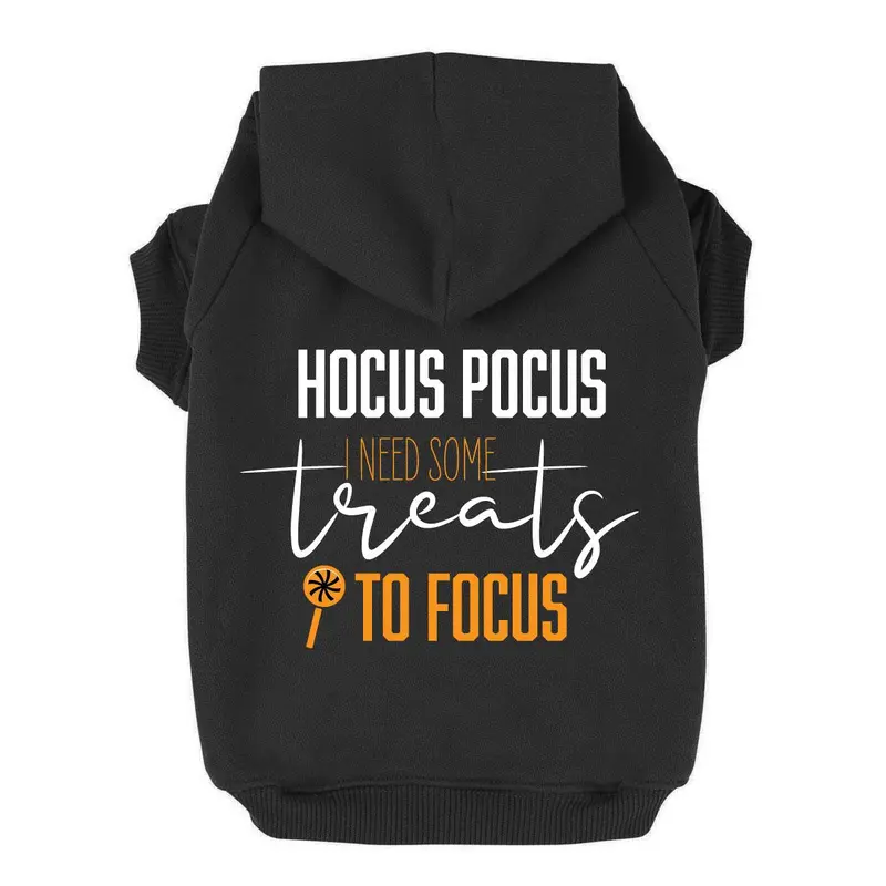Hocus Pocus I Need Treats to Focus Dog Hoodie - Black
