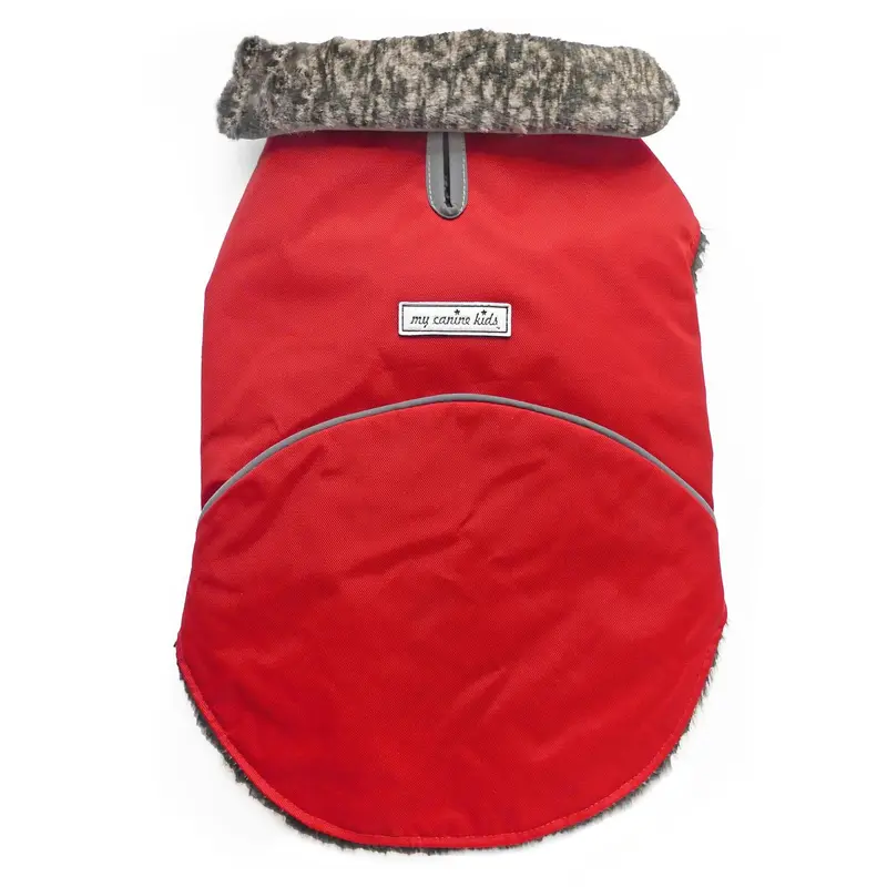 My Canine Kids Mighty Dog Stretch Parka for Barrel-Chested Dogs - Red