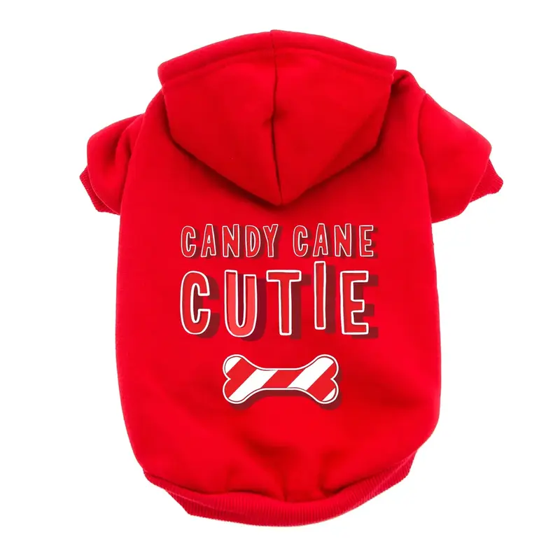 Candy Cane Cutie Dog Hoodie - Red