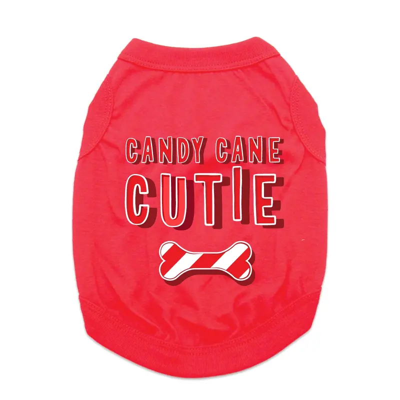 Candy Cane Cutie Dog Shirt - Red