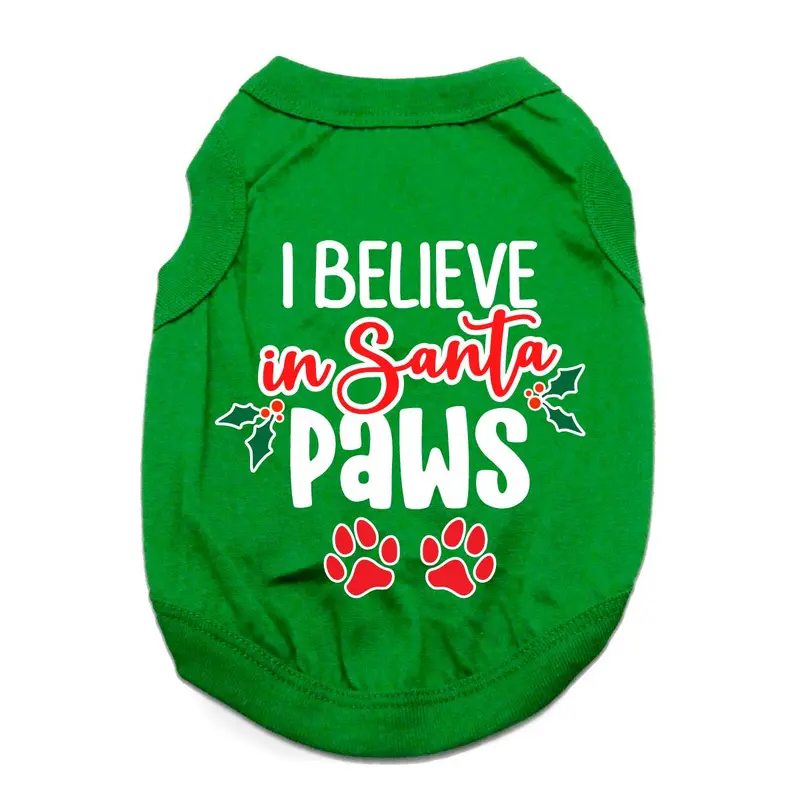 I Believe in Santa Paws Dog Shirt - Green