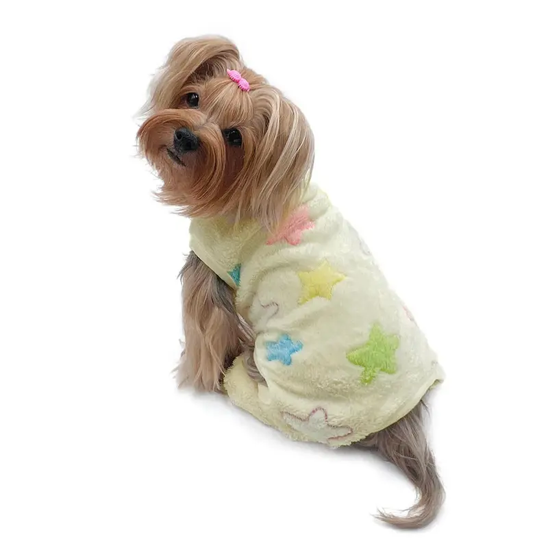 Klippo Ultra Plush Colorful Stars Front Sleeveless Dog Pajamas - Yellow