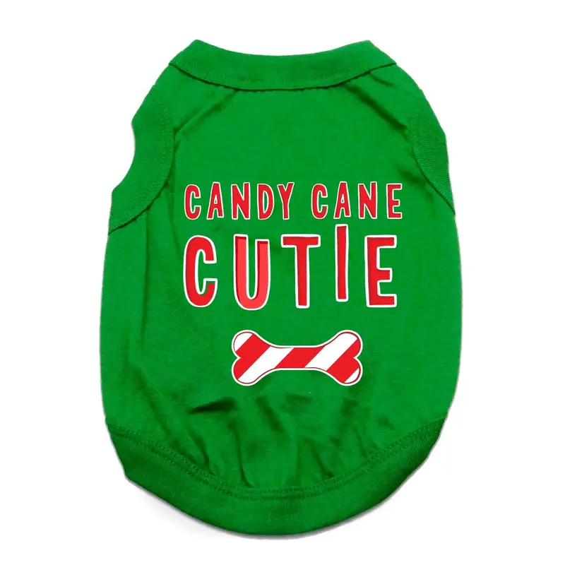 Candy Cane Cutie Dog Shirt - Green