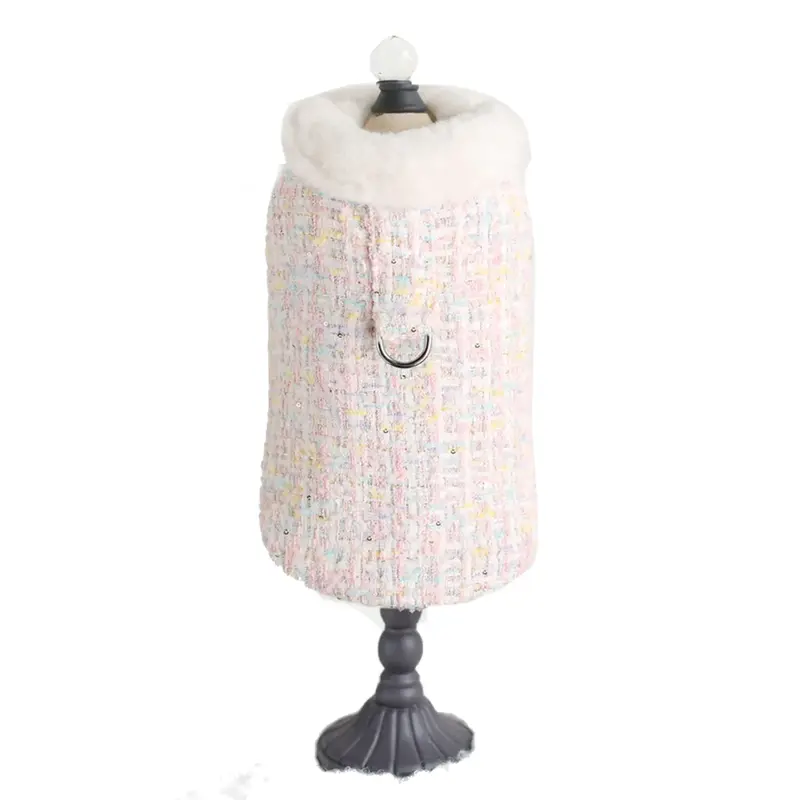 Hello Doggie Chantel Tweed Dog Coat - Candy