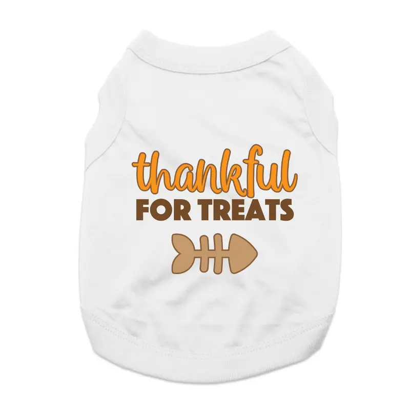 Thankful For Treats Cat Shirt - White