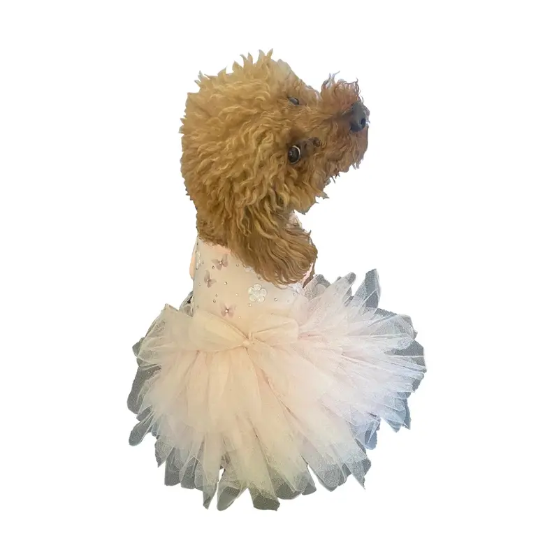 The Dog Squad Flutter and Twirl Ribbed Tutu Dog Dress - Pink