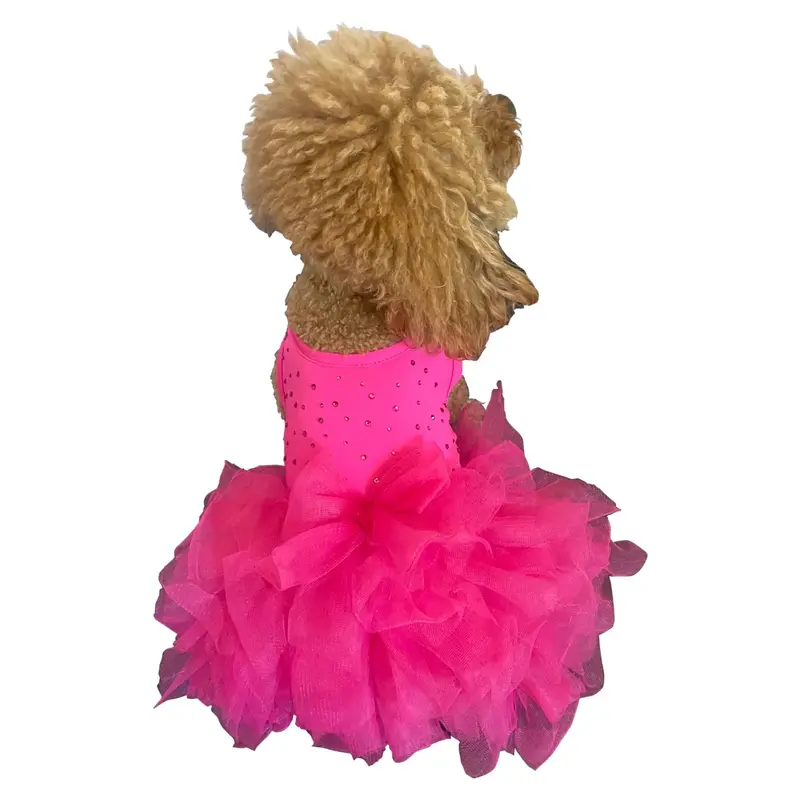 The Dog Squad Miami Sparkle Tutu Dog Dress - Hot Pink