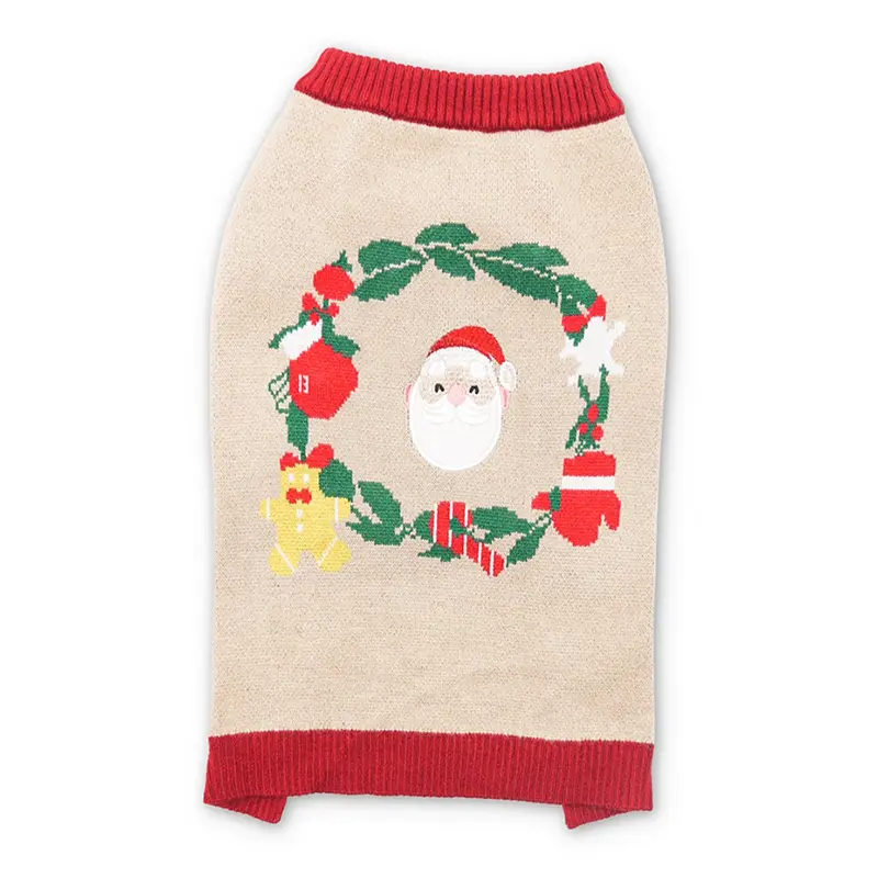 DOGO Christmas Wreath Dog Sweater - Beige