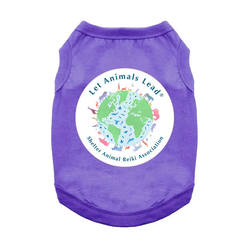 Let Animals Lead Purple Dog Shirt- Shelter Animal Reiki Association