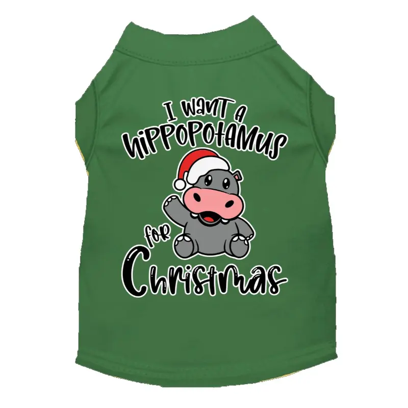 Mirage Holiday Hippo for Christmas Dog Shirt - Green