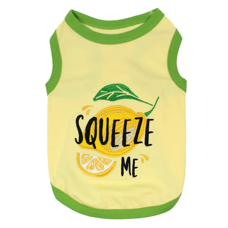Parisian Pet Squeeze Me Dog Tank - Yellow with Green Trim