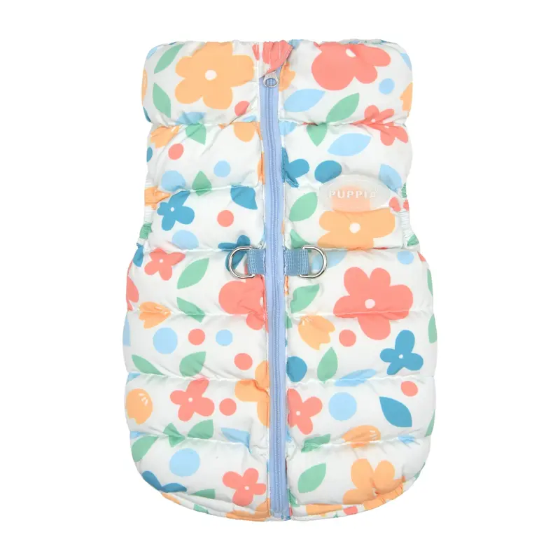 Puppia Hibiscus Zip Up Dog Vest Harness - Sky Blue